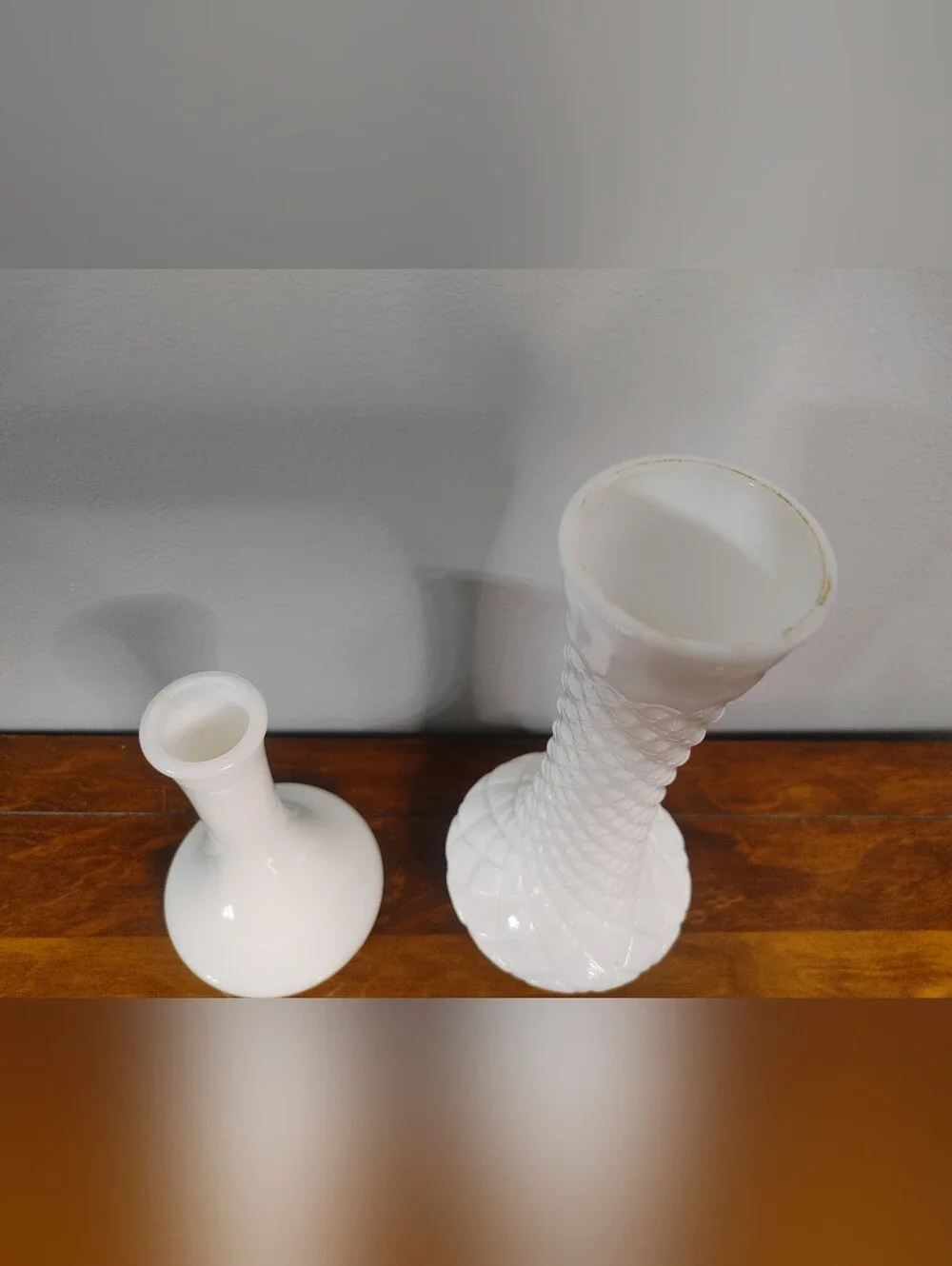 Set of 2 Vintage Milk Glass Vases